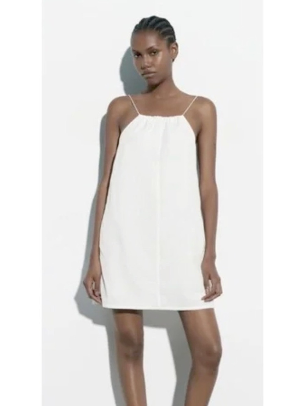 Zara WITH TAGS Minimal White Spaghetti Strap Shift Dress